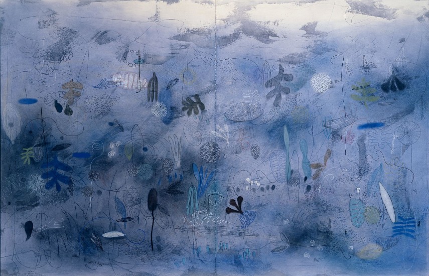 Emmi Whitehorse, Waterlane
Oil, chalk on paper mounted on canvas