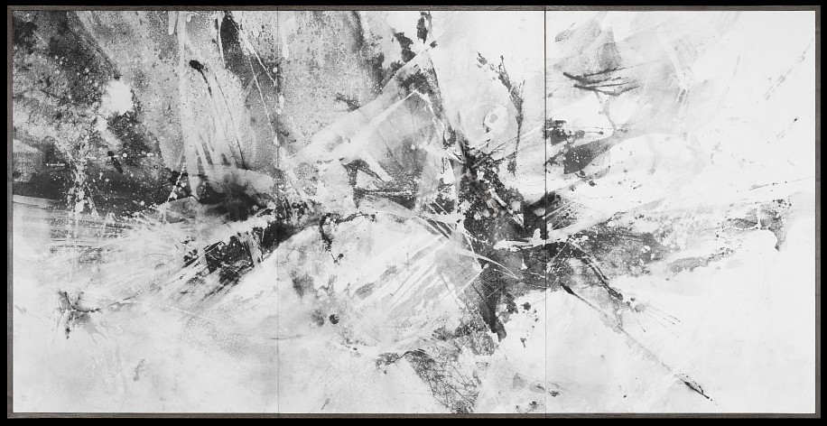 Chiko Takei, In White #302
2023, Japanese pigments, black ink, silver leaf and platinium leaf on washi paper